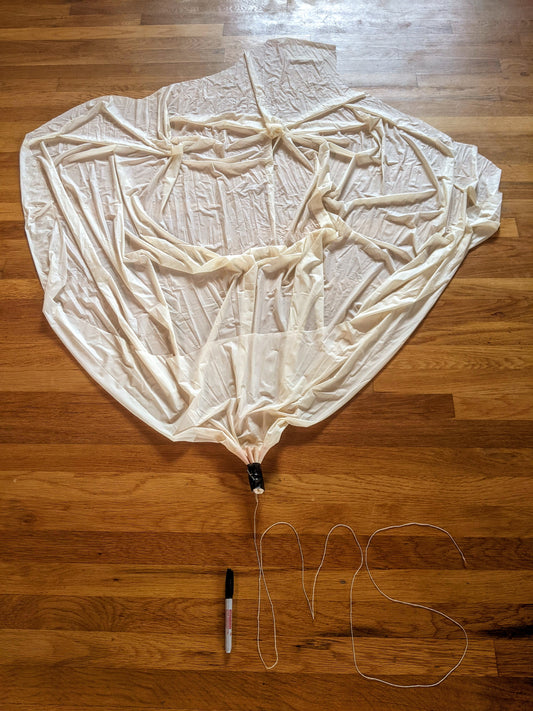 The recovered balloon from the first deployment of SAI in the US. Sharpie for scale.