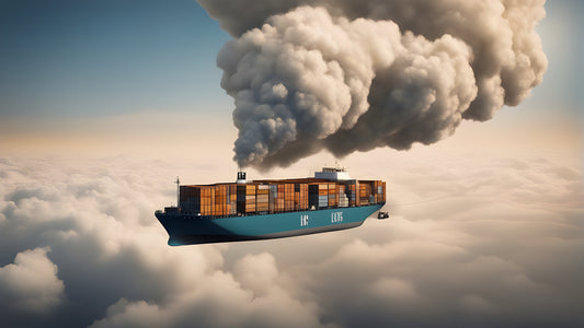 A shipping container ship flying in the stratosphere emitting sulfur dioxide to cool Earth.