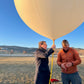 Inflating the balloon with helium.